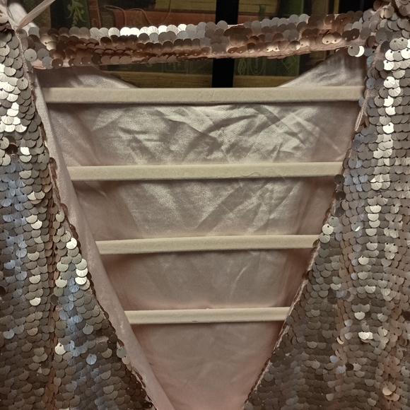 Elvi/ size US 16 mauve pink sequin short sleeves Top - Picture 3 of 6